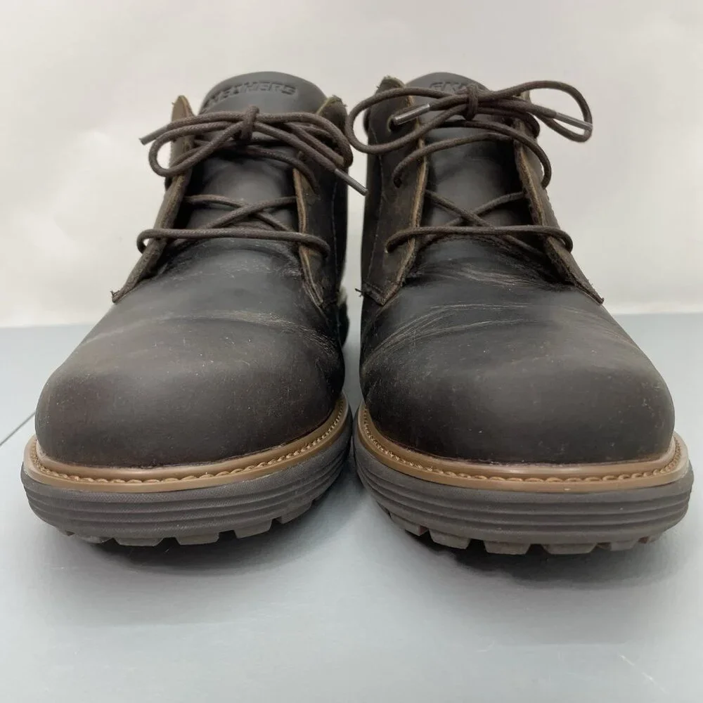 Skechers Wenson Osteno Ankle Boots Chukka Oiled Leather Casual Brown Mens 11